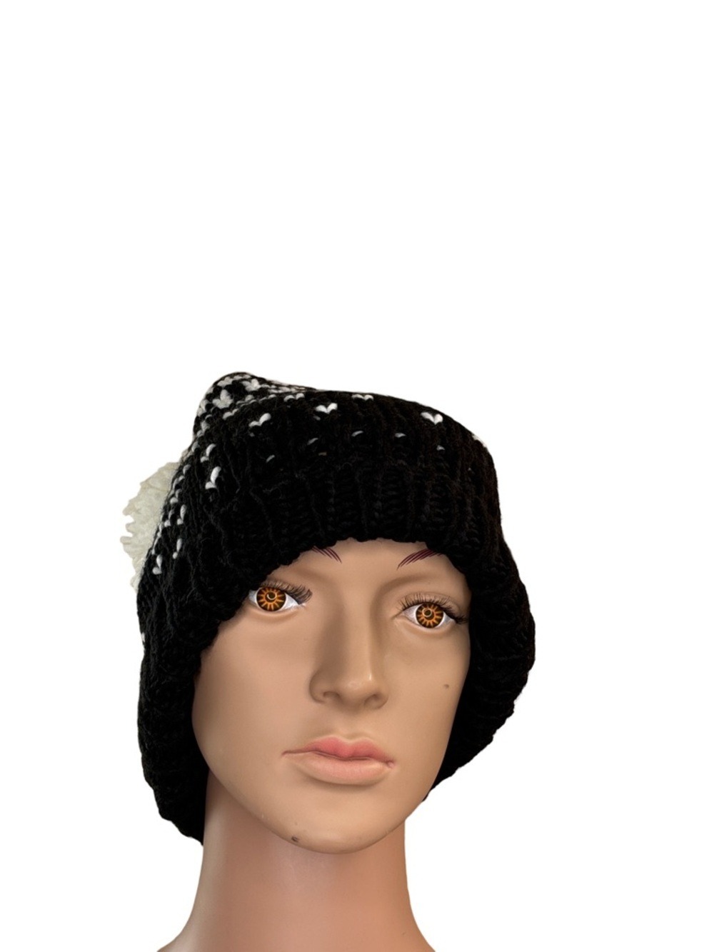 Eugenia Kim Knit Pom Pom Beanie Black White NWT - Picture 4 of 5